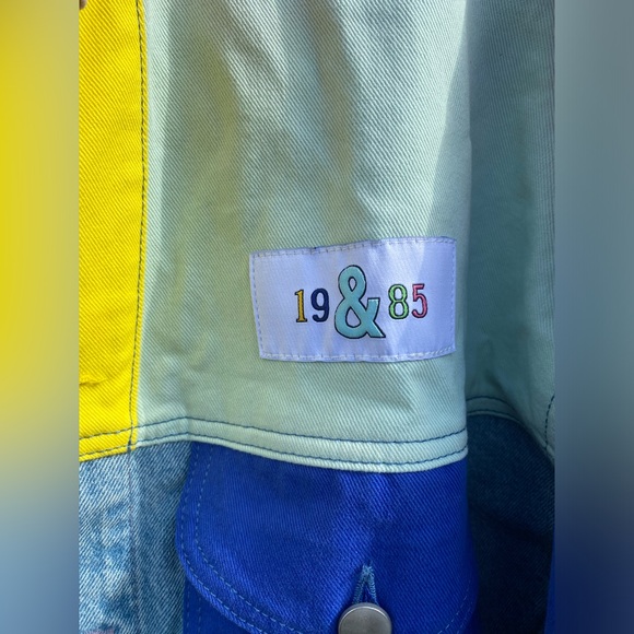 ASOSxGLAAD Colorblock Multicolor Denim Jacket with 1985 Patch Hippie Indie - Picture 9 of 14